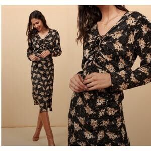 Floral Black Midi Dress